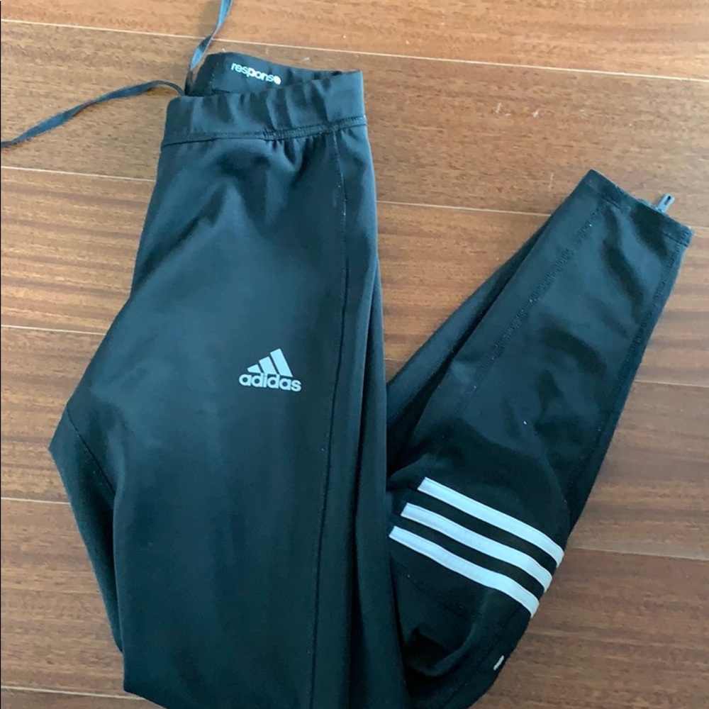 Adidas Black Climalite Leggings w/ leg stripes